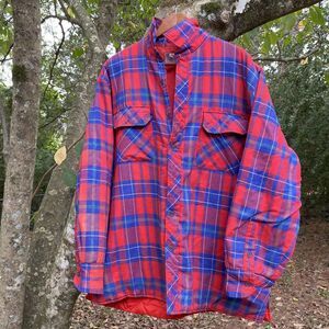 Vintage Dickies Insulated Plaid Flannel Shirt Mens Size Large Red